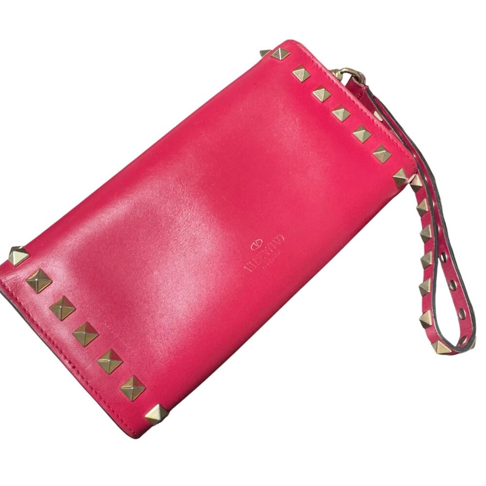 Auth Valentino Garavani Hot Pink Rockstud Wristlet Wallet - Picture 4 of 16